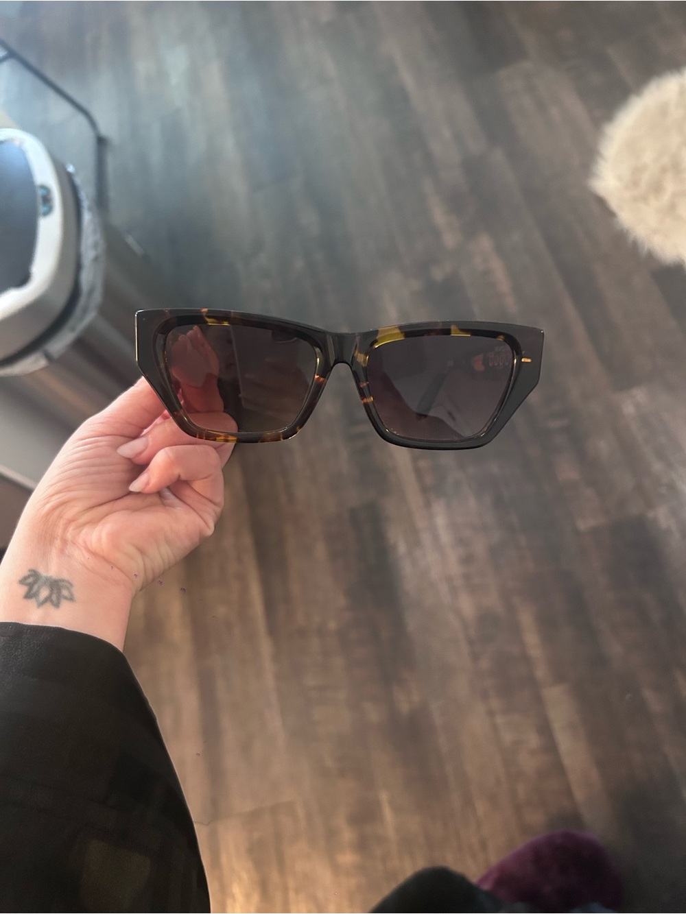 Quay Australia Tortoise Cat Eye Sunglasses with Dark Lenses
